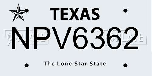 NPV6362 Texas License Plate