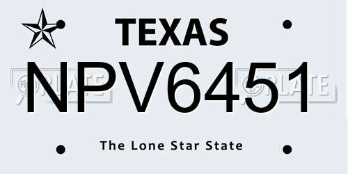 NPV6451 Texas License Plate