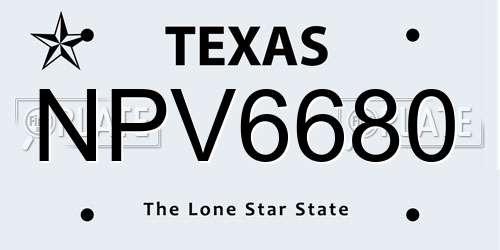 NPV6680 Texas License Plate