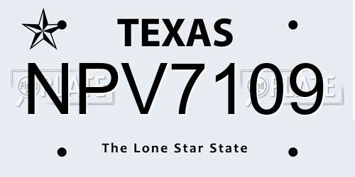 NPV7109 Texas License Plate