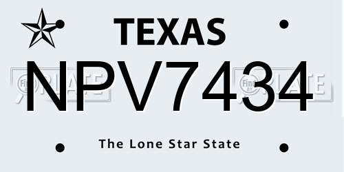 NPV7434 Texas License Plate