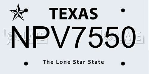 NPV7550 Texas License Plate