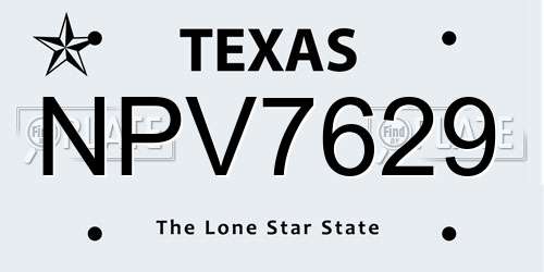 NPV7629 Texas License Plate