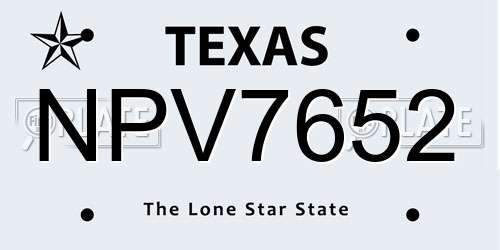 NPV7652 Texas License Plate