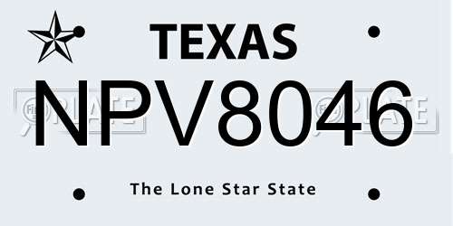 NPV8046 Texas License Plate