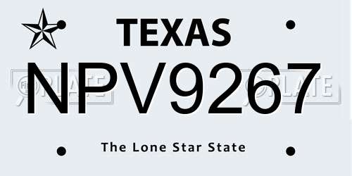 NPV9267 Texas License Plate