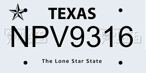 NPV9316 Texas License Plate