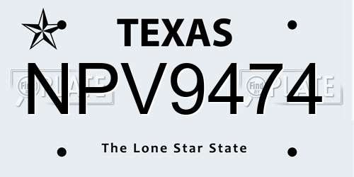 NPV9474 Texas License Plate
