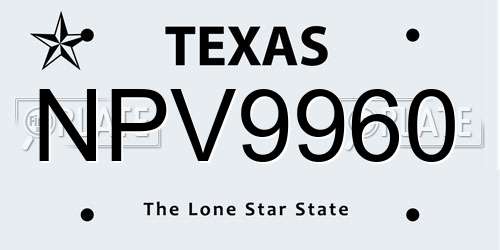 NPV9960 Texas License Plate