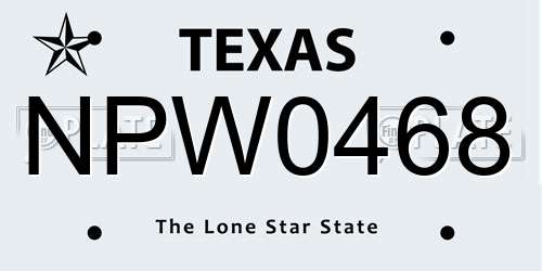NPW0468 Texas License Plate