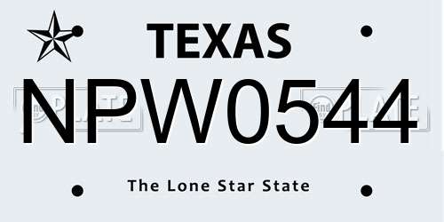 NPW0544 Texas License Plate