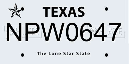 NPW0647 Texas License Plate