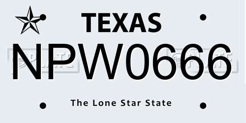 NPW0666 Texas License Plate