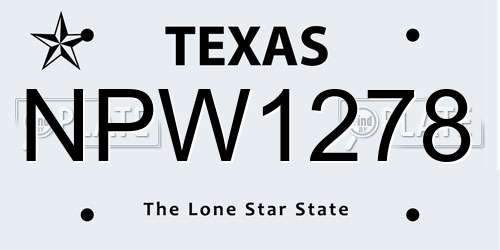 NPW1278 Texas License Plate