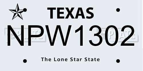 NPW1302 Texas License Plate