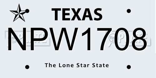 NPW1708 Texas License Plate