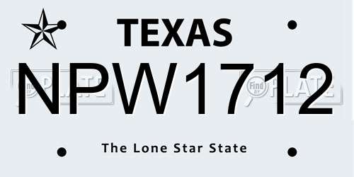 NPW1712 Texas License Plate