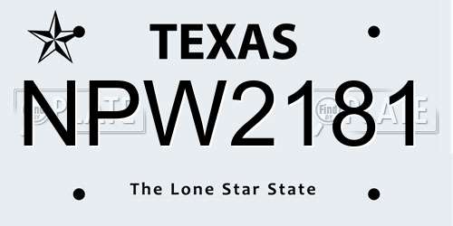 NPW2181 Texas License Plate