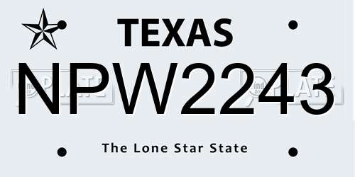 NPW2243 Texas License Plate
