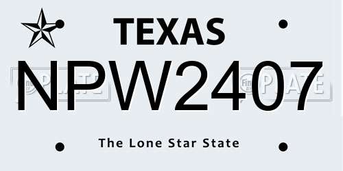 NPW2407 Texas License Plate