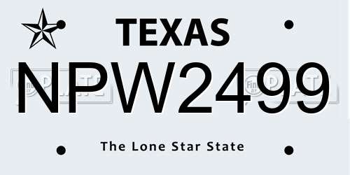 NPW2499 Texas License Plate