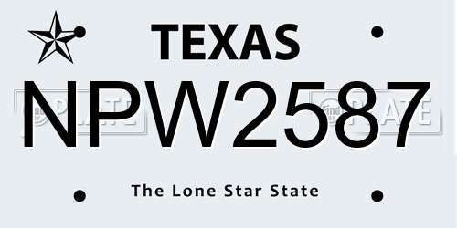 NPW2587 Texas License Plate