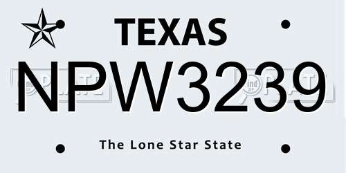 NPW3239 Texas License Plate