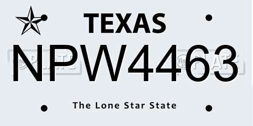 NPW4463 Texas License Plate