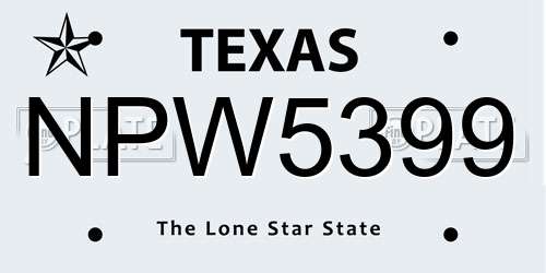 NPW5399 Texas License Plate