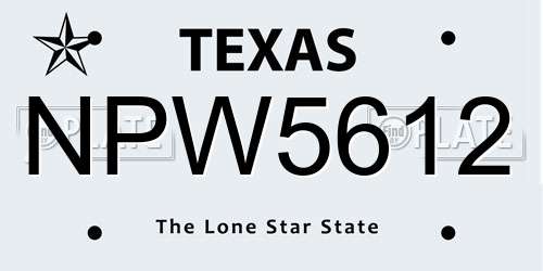 NPW5612 Texas License Plate