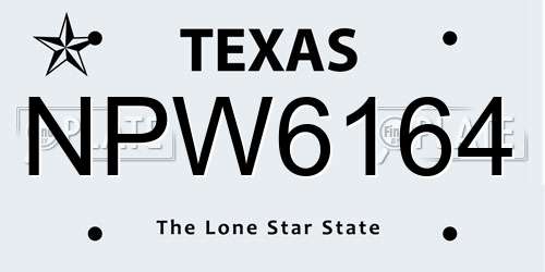 NPW6164 Texas License Plate