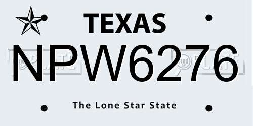NPW6276 Texas License Plate