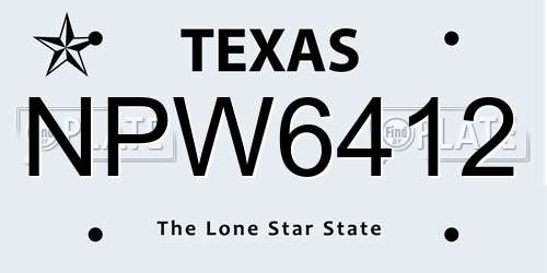 NPW6412 Texas License Plate
