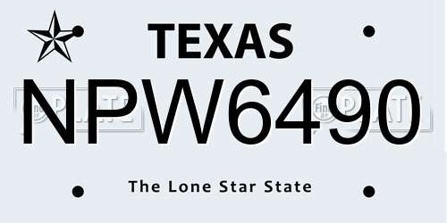 NPW6490 Texas License Plate