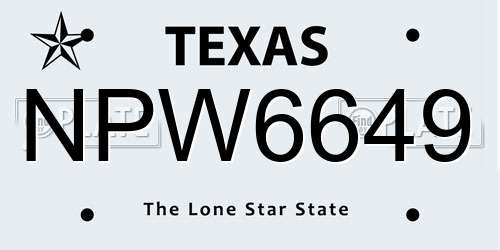 NPW6649 Texas License Plate