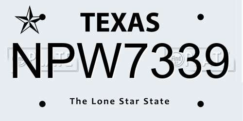 NPW7339 Texas License Plate