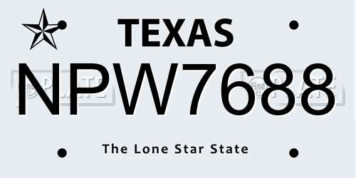 NPW7688 Texas License Plate