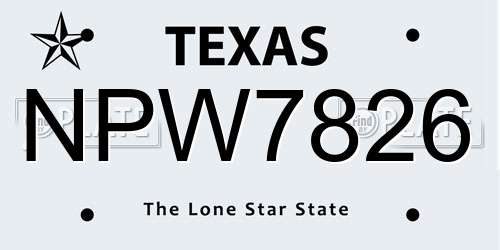 NPW7826 Texas License Plate