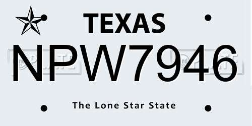 NPW7946 Texas License Plate