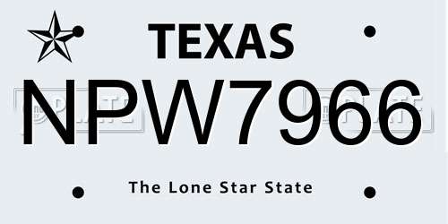 NPW7966 Texas License Plate