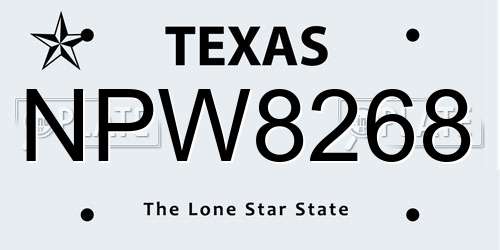 NPW8268 Texas License Plate