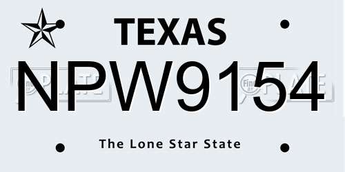 NPW9154 Texas License Plate