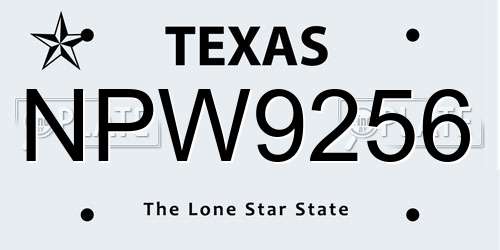 NPW9256 Texas License Plate