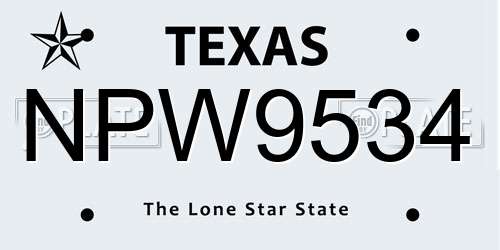 NPW9534 Texas License Plate