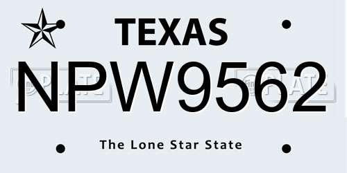 NPW9562 Texas License Plate