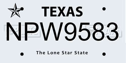 NPW9583 Texas License Plate
