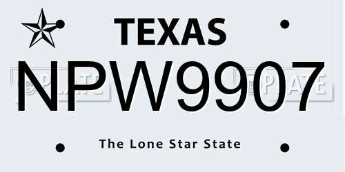 NPW9907 Texas License Plate