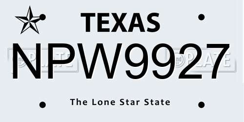NPW9927 Texas License Plate