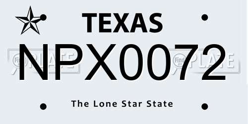 NPX0072 Texas License Plate