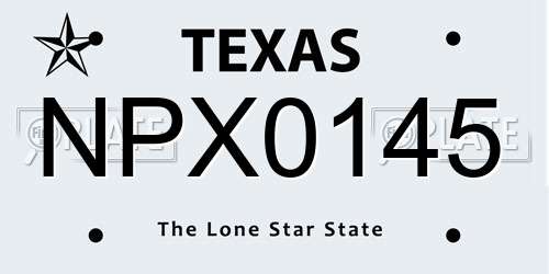 NPX0145 Texas License Plate